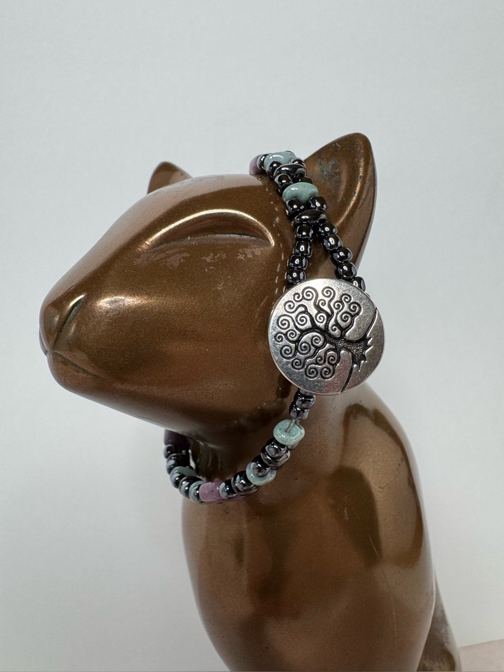 Hand Made CzechMate & SuperDuo Hematite Beaded Wrap Bracelet Lavender 6.75” NWT - Picture 5 of 11